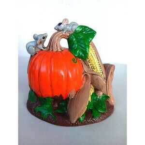 Vintage Hobbyist Fall Pumpkin & Corn Cobs with Mice Figure Halloween